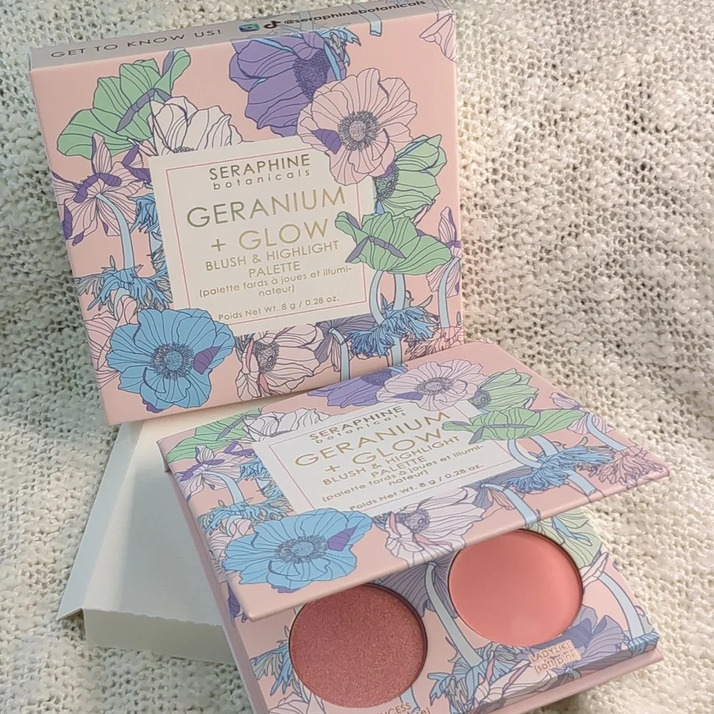 SERAPHINE botanicals Geranium+Glow Blush+Highlight Palette in HELIOPINK